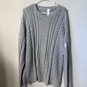 ALO Yoga Gray Cable Knit Crewneck Sweater